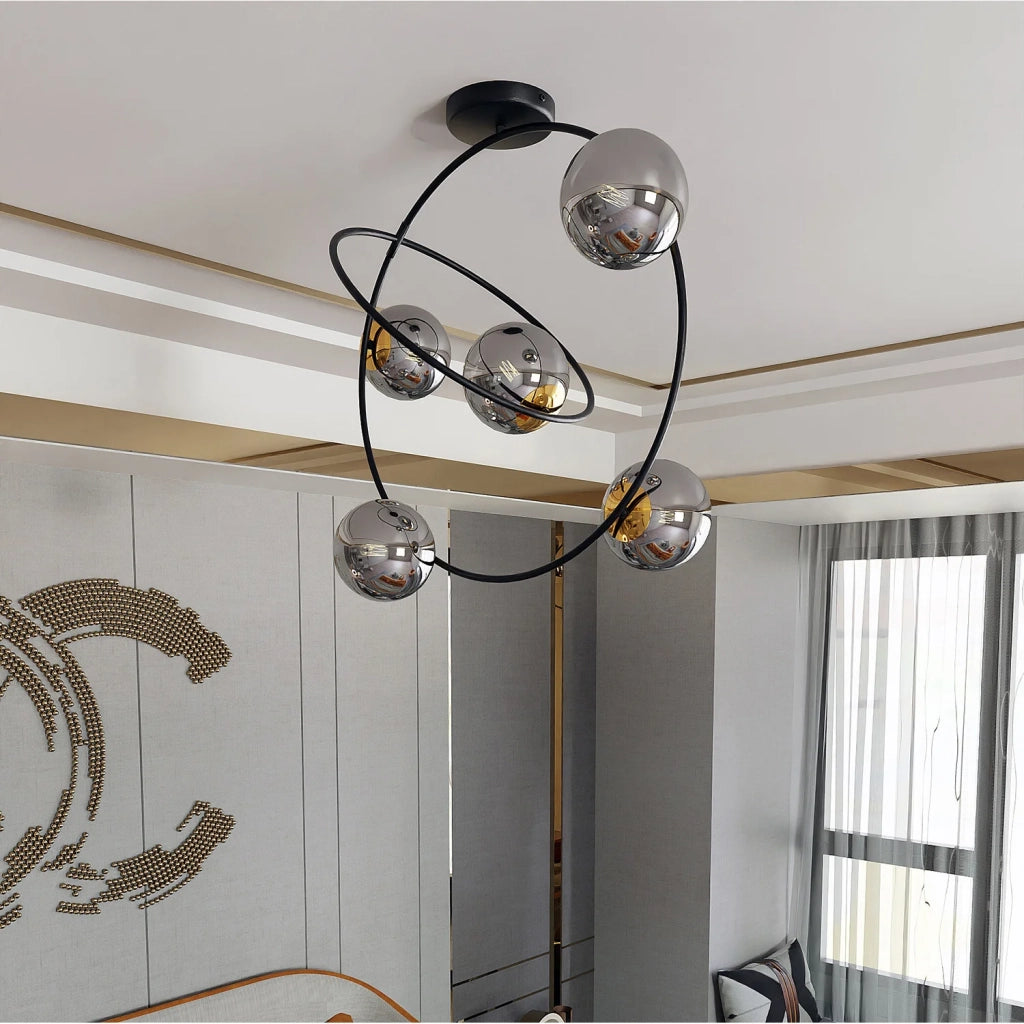Lampadario Minimal Inanna Acciaio Nero Oro Grigio5 Luci E14 Ip20