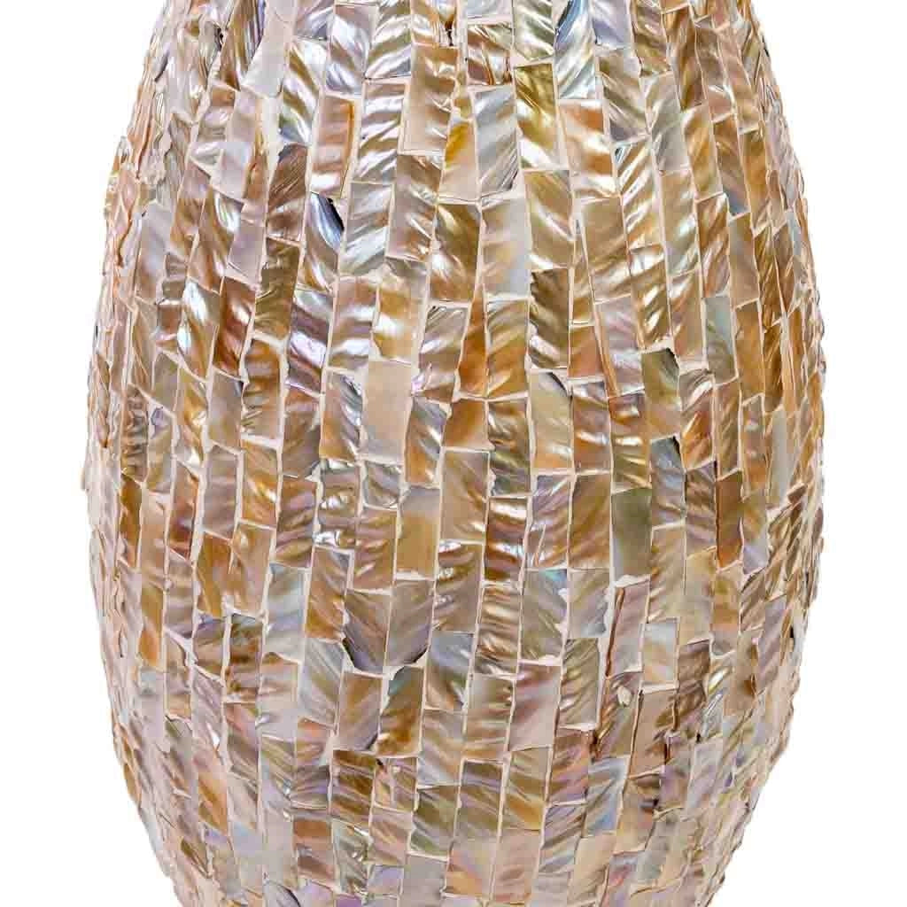 Vaso in madreperla marrone e legno D28x91h cm