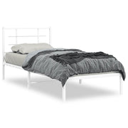 Letto singolo | Letto per adulti | Giroletto con Testiera Metallo Bianco 90x190 cm