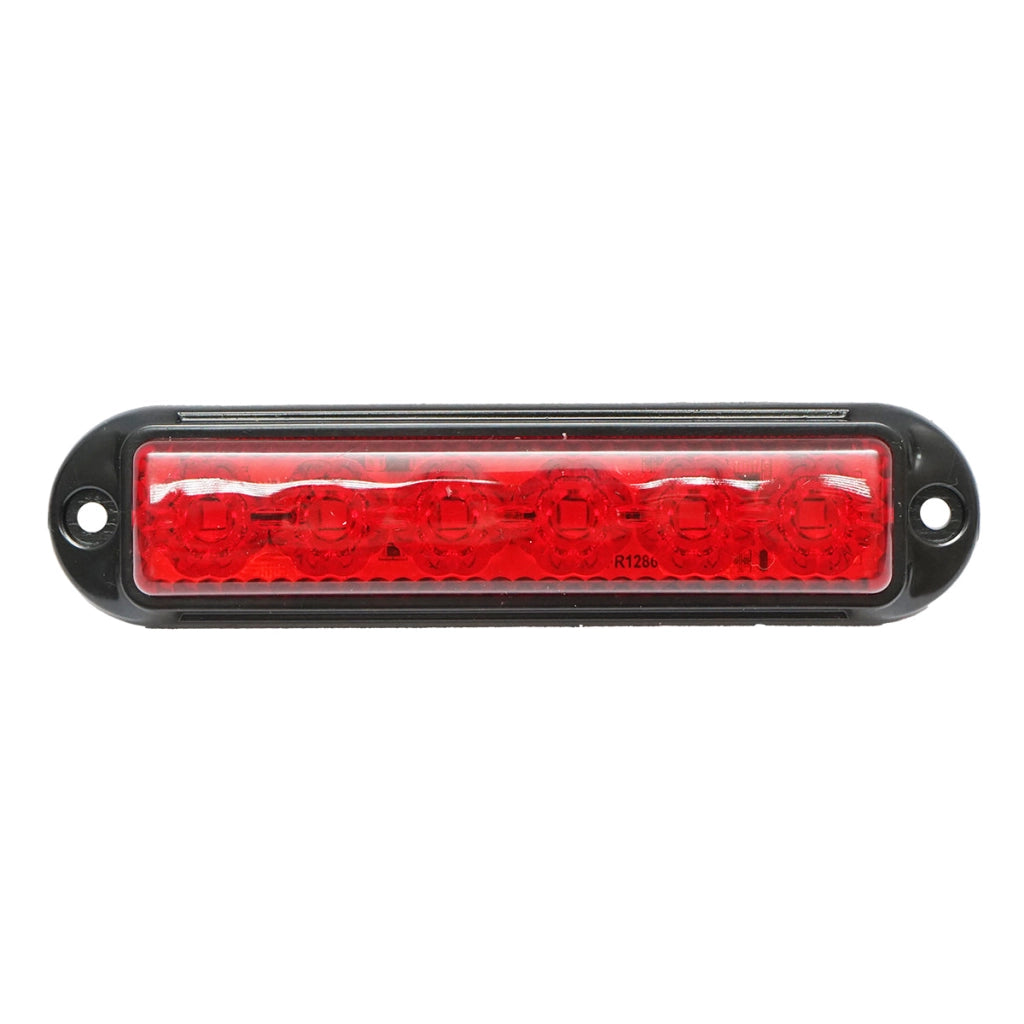 Lampada laterale  LED, rossa, 12V-24V, 155x37 mm, con rama nera, Breckner Germany