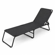 Lettino Relax Prendisole Pieghevole Senza Tettuccio Schienale Regolabile Reclinabile Struttura In Metallo Nero Sedia Sdraio Per Spiaggia Mare Giardino Piscina 187 x 53 x 24 Cm Nero