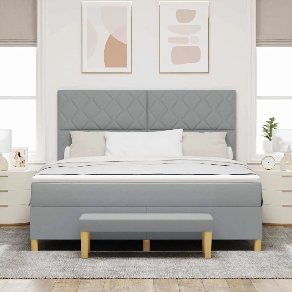 Letto a molle con testiera Grigio chiaro 200 x 180 cm Tessuto 3344394
