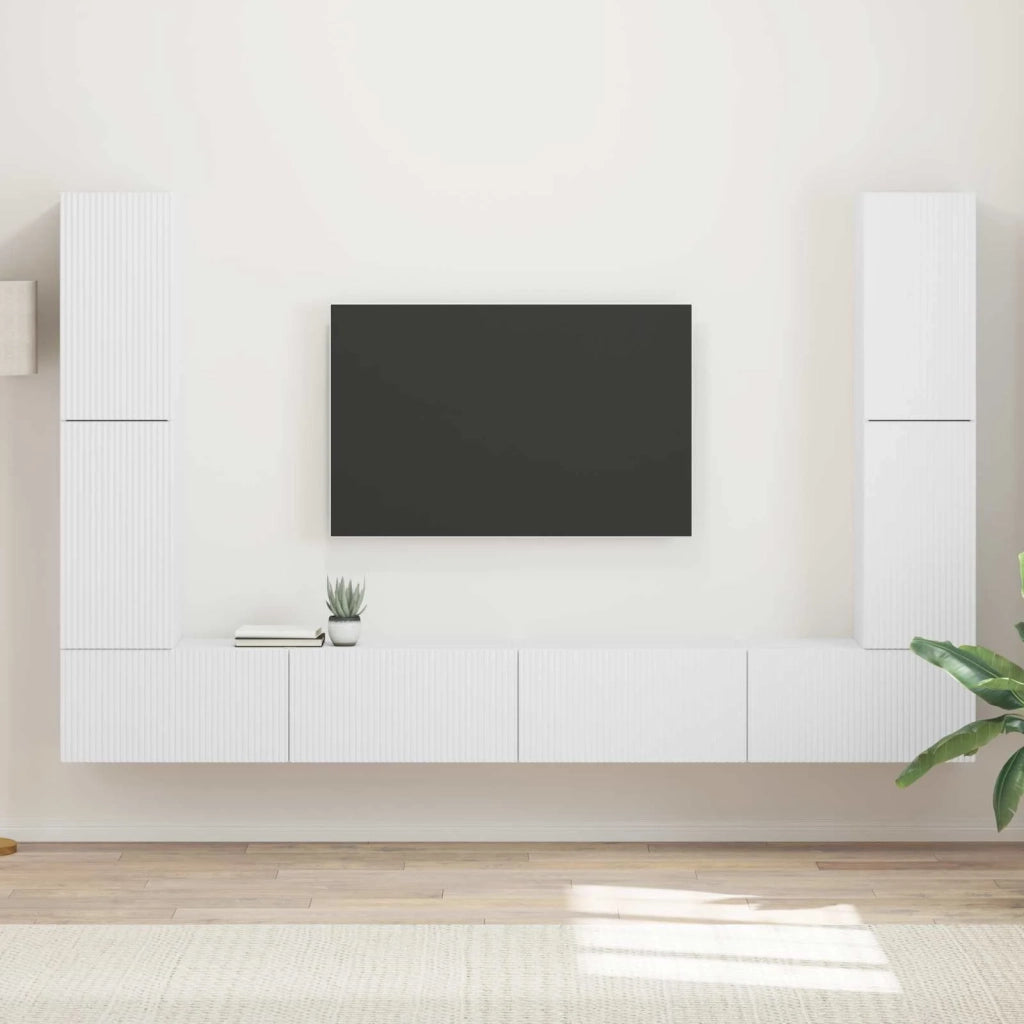Set mobile TV 8 pcs Bianco Legno multistrato