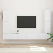 Set mobile TV 8 pcs Bianco Legno multistrato