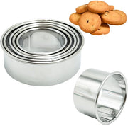 Set di stampi per biscotti in acciaio inossidabile, 5 pezzi, anelli, stampi per biscotti, spigoli, anelli per cibo, stampi per biscotti rotondi (5,5/6,5/7,5/8,5/9,5 cm), argento