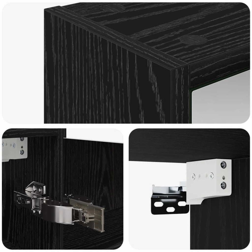Mobiletto per specchio da bagno Rovere Nero 43 x 16 x 62.5 cm 889144