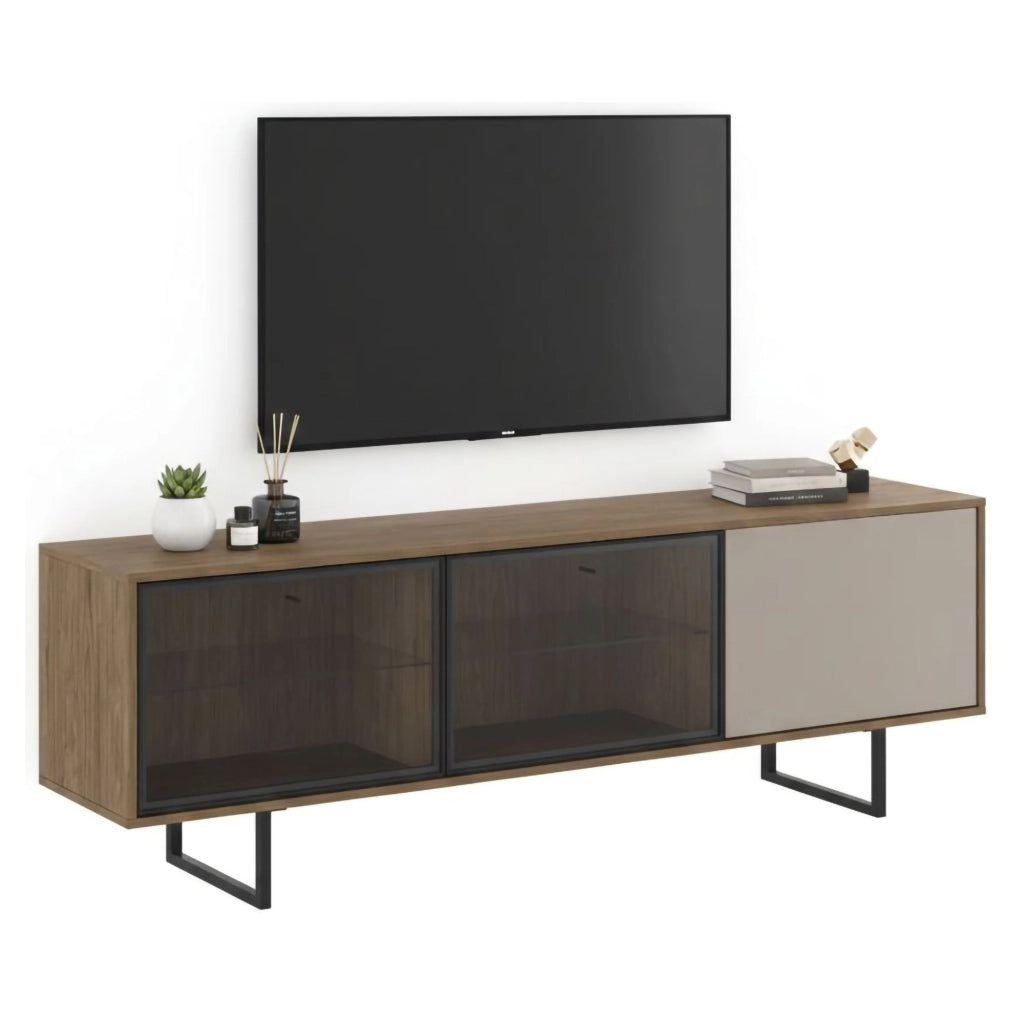 Serrata, Mobile Porta tv Cassetti, 185x40x60h cm Marrone Rovere