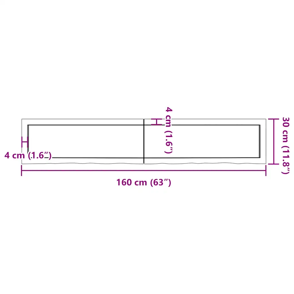 Ripiano Muro Marrone 160x30x(2-4) cm Massello Rovere Trattato 363708