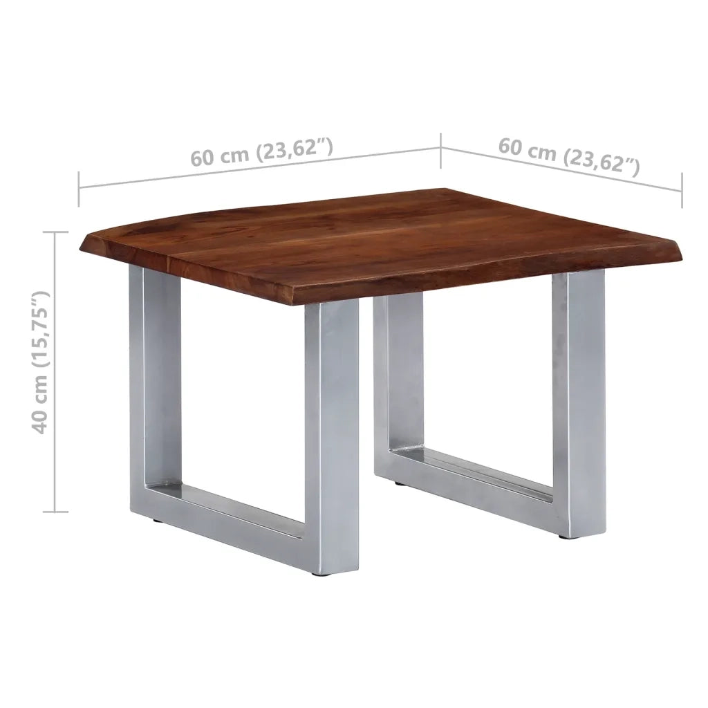 Tavolino da Salotto con Bordi Vivi 60x60x40 cm Massello Acacia 247826