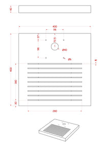 Base Quadrata 40x40x4 cm per Fontane con Ghiera Grande in Cemento Belfer 42/BSE/7.T Tortora