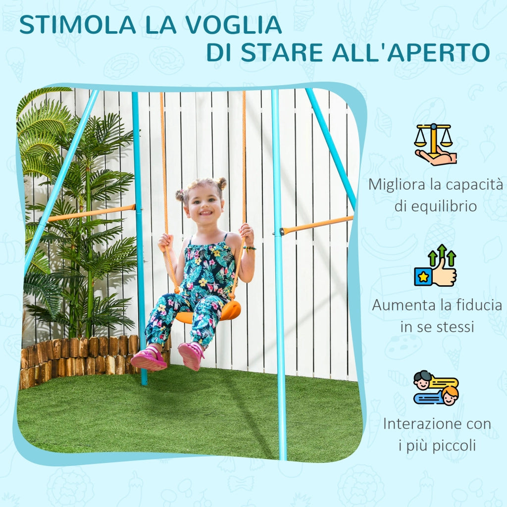 Altalena per Bambini da Giardino ¨C zephmum ¨C Acciaio e PE, 163x145x181 cm