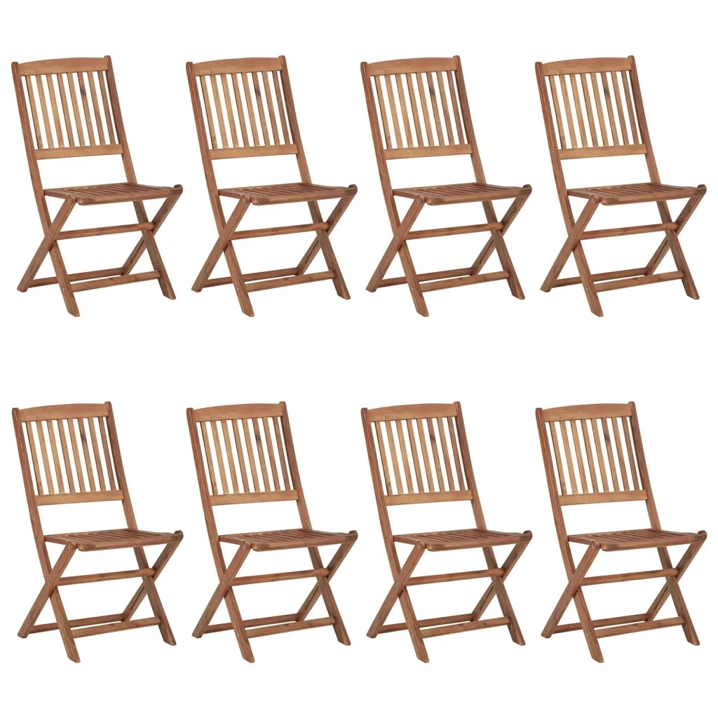 Sedie da Giardino Pieghevoli 8 pz con Cuscini Massello Acacia 3075036