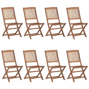 Sedie da Giardino Pieghevoli 8 pz con Cuscini Massello Acacia 3075036