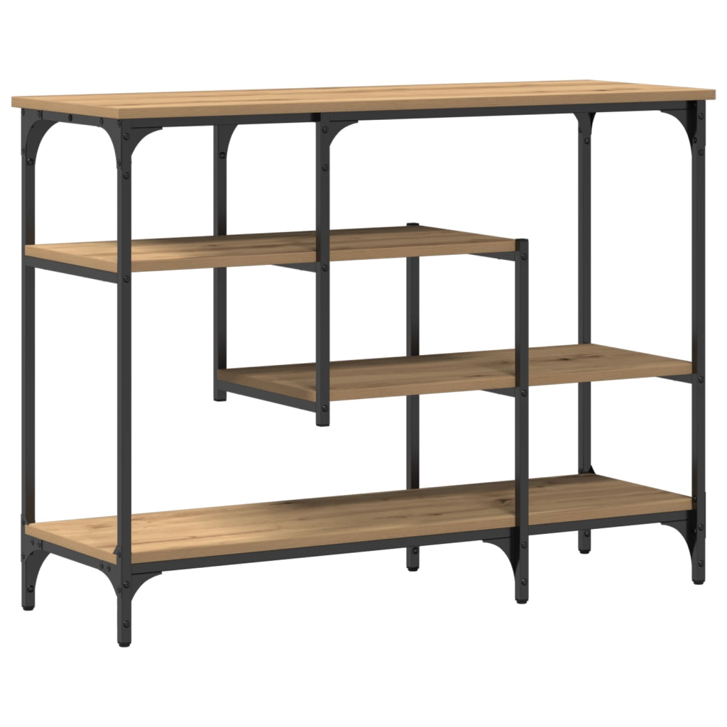 Tavolo Console  in Rovere Artigianale 100x35x75 cm Legno Ingegnerizzato e Acciaio