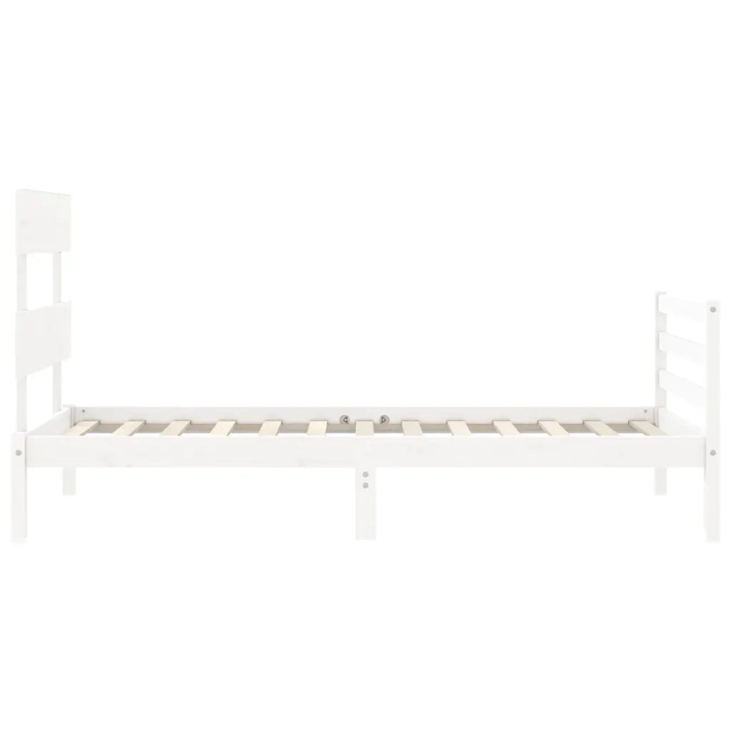 Giroletto con Testiera-Struttura Letto con testiera Bianco 90x200 cm in Legno Massello 854941