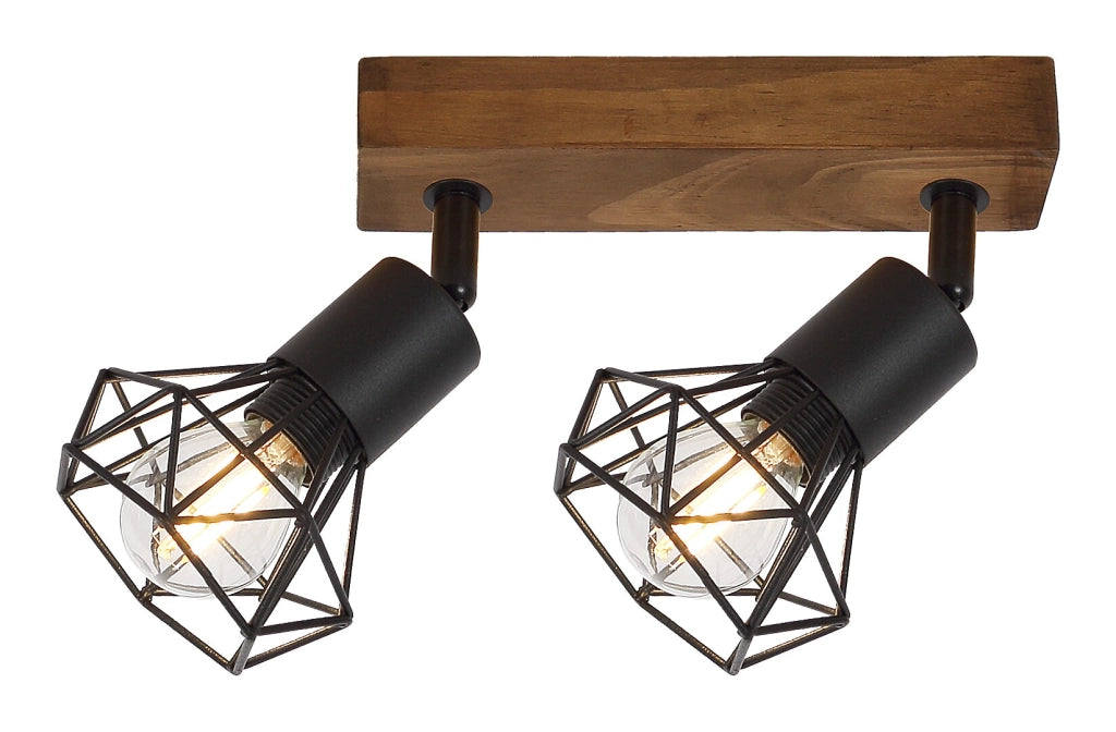 Faretto industriale Zeus rovere/nero E14 2x40W Rabalux