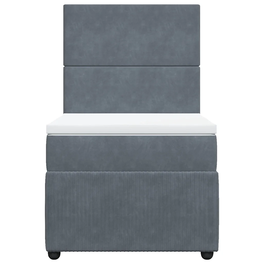 Giroletto a Molle con Materasso Grigio Scuro 90x190 cm Velluto