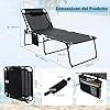 Lettino Prendisole da Giardino, Sedia a Sdraio Pieghevole con Schienale Regolabile, Cuscino Staccabile, Tasca, Portata 200 kg, 168-188 x 69 x 41-86 cm (Nero)