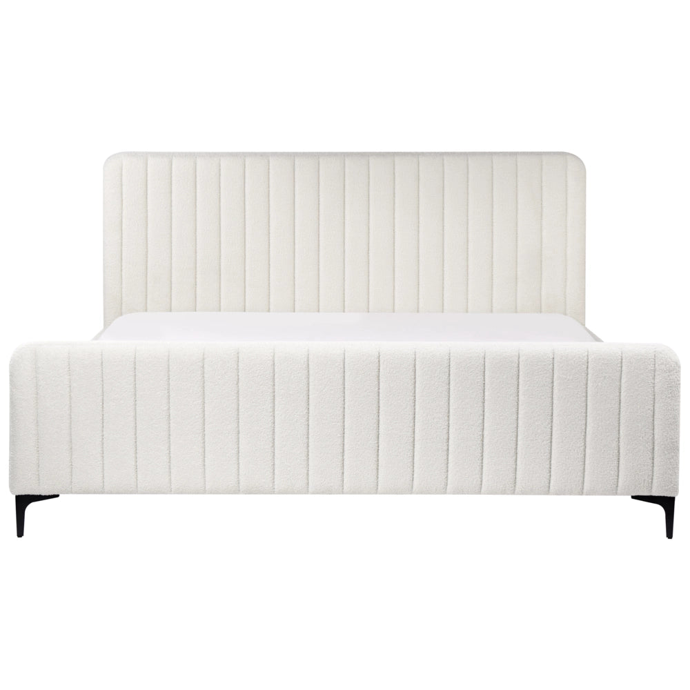 Letto in bouclé bianco sporco UE Matrimoniale 180 x 200 cm Testiera Imbottita con Gambe in metallo Design moderno