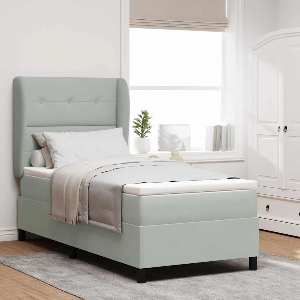 Letto a molle con materasso Grigio chiaro 200 x 90 cm Velluto 3340910