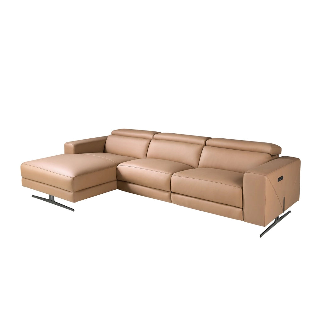 Divano chaise longue relax sinistra in pelle marrone