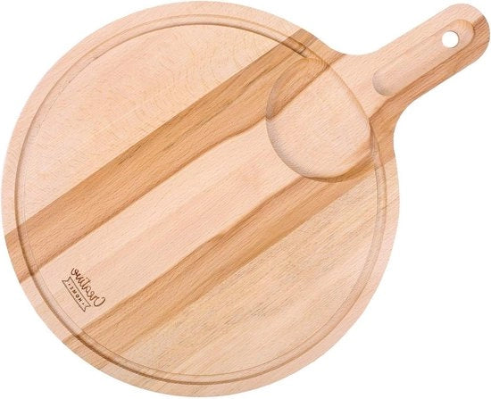 Snodo per Tapas - Piastra di Taglio in Legno con Manico e Foro per l'Inserimento della Maniglia - 40 x 30 x 15 cm - Beccale Naturale - Inversibile - Ideale per Ogni Casa e Cucina