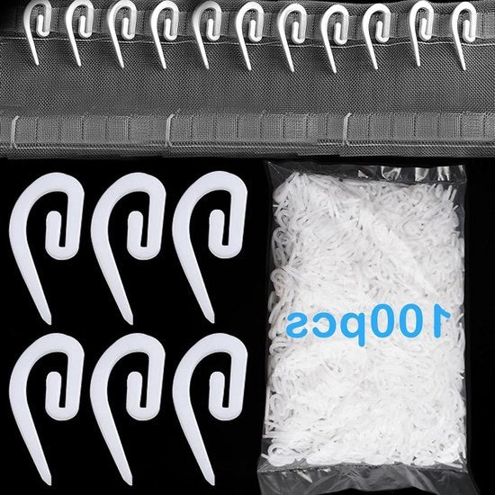 100 pezzi di gancio per tenda in plastica bianca per finestra, porta, tenda doccia - gancio a scorrimento regolabile