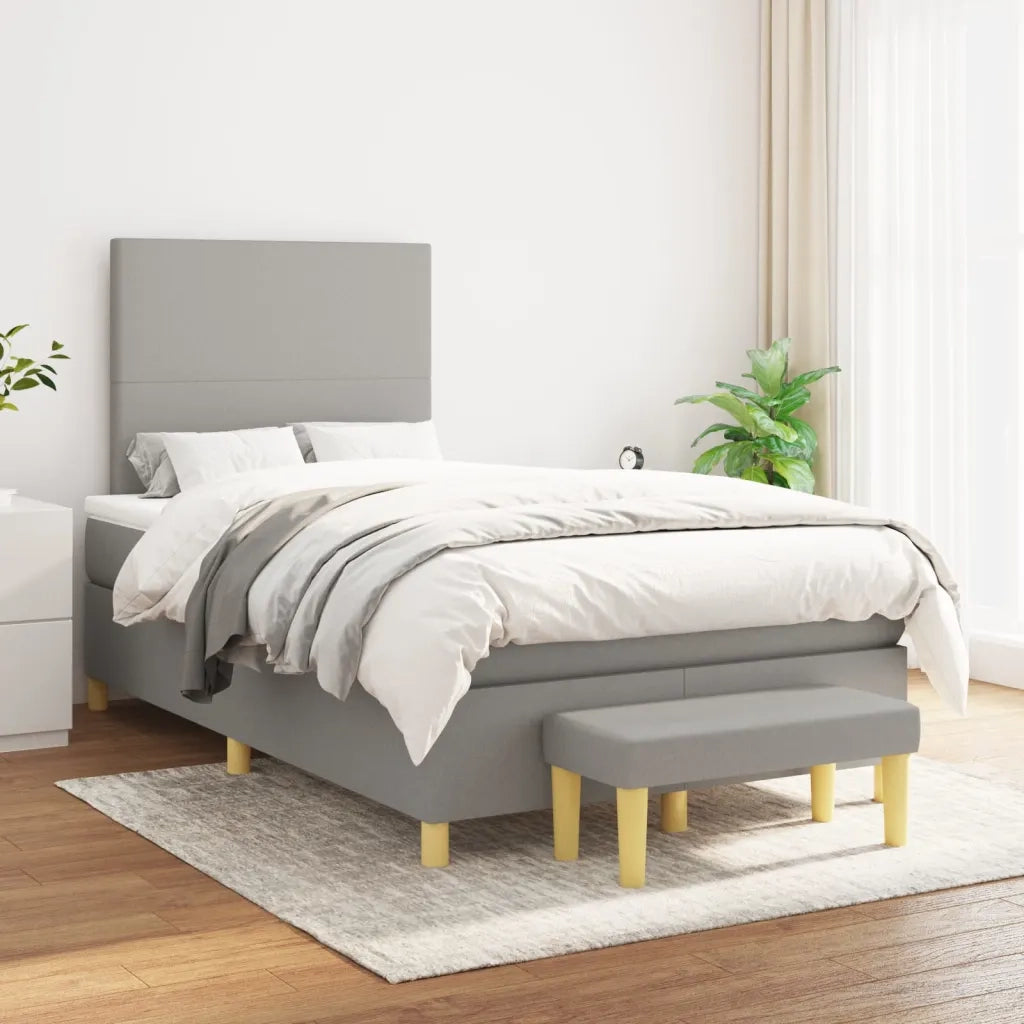 Giroletto a Molle con Materasso Grigio Chiaro 120x200cm Tessuto 3136981