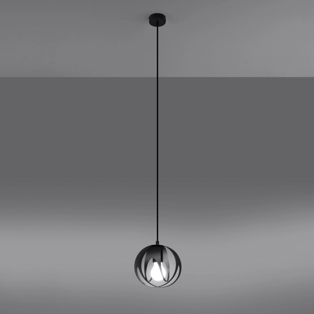Lampada a sospensione nera FINARA Pure Lume E27 15W