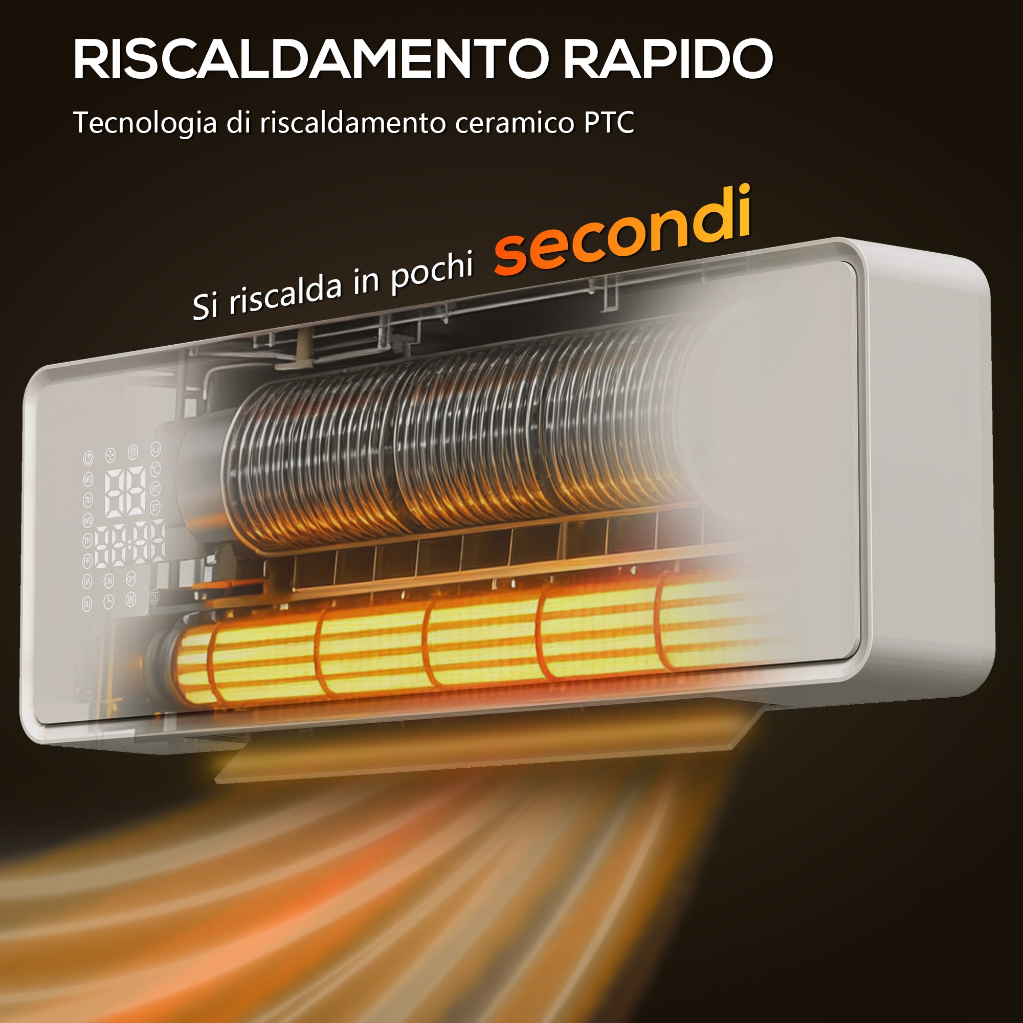 Stufa Ceramica 2000W a Parete con 3 Modalità Timer Telecomando e Blocco Bambini Bianco