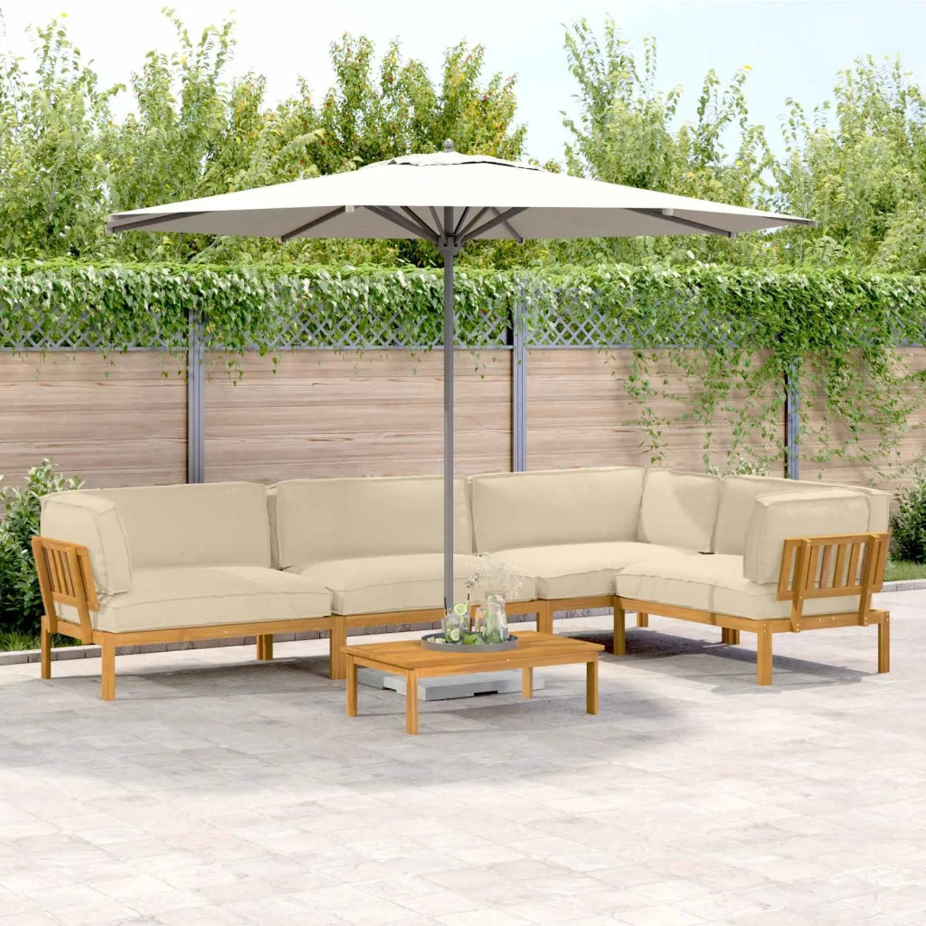 Set di divani con cuscino 5 pcs Beige Legno di Acacia Massello 3418617