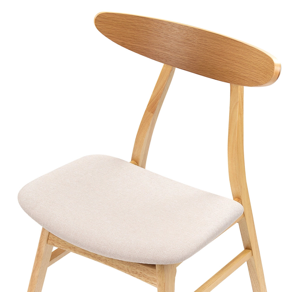Set di 2 sedie da pranzo in tessuto di poliestere grigio struttura in legno scuro design rustico senza braccioli