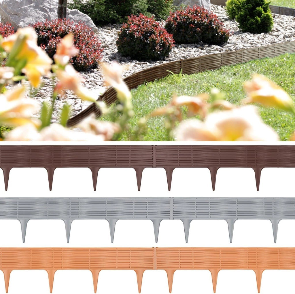 Bordo per Giardino 15,6m Recinzione Prato Bordatura per Aiuole Palizzata Orto Piante Grigio