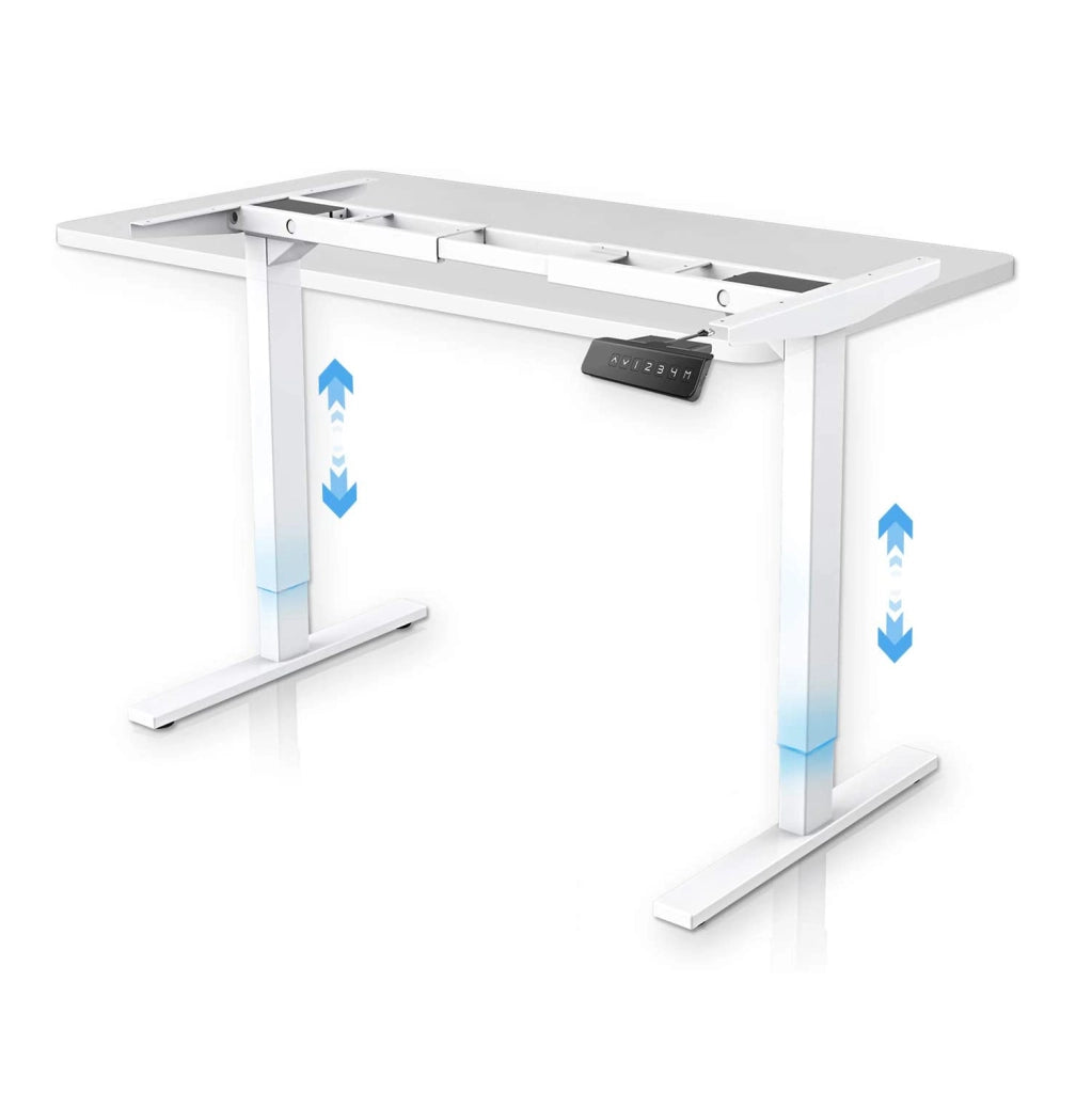 FrankyStar - Stand Up Desk scrivania elettrica con tecnologia dual motor, con regolazione digitale. Postazione mobile da ufficio per pc laptop computer per lavorare in piedi. Bianco