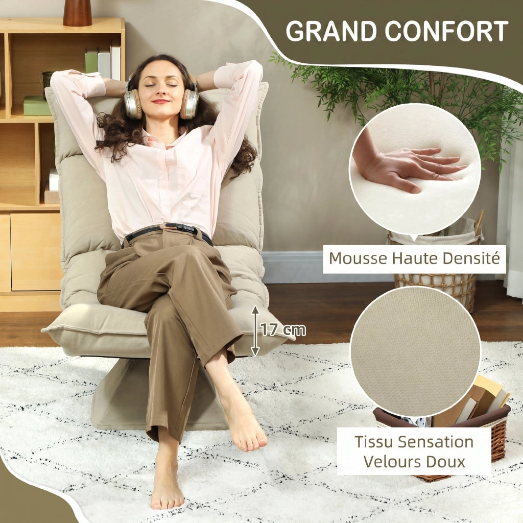 Poltrona girevole reclinabile ¨C zephmum ¨C velluto beige 70x62x95