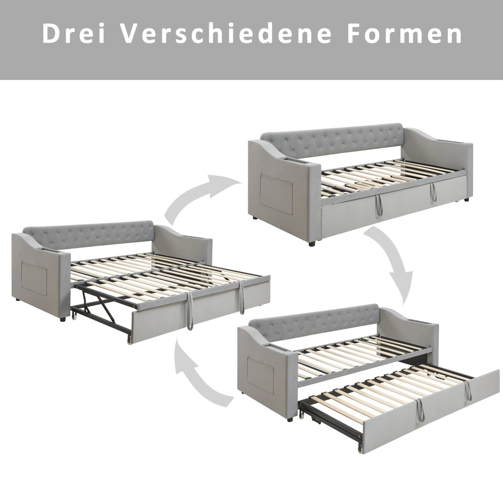 Letto poltrona trasformabile in letto samto grigio 90x190 cm