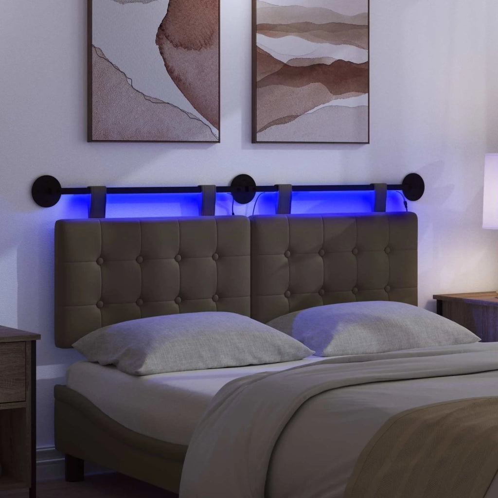 Testiera sospesa Con luce LED Grigio Similpelle
