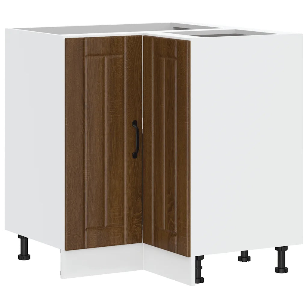 Mobile Base ad Angolo Cucina-Base ad Angolo Cucina Lucca Rovere Marrone in Truciolato