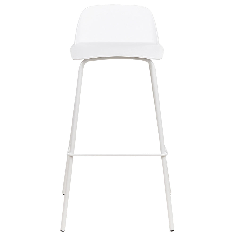 Set di 4 sgabelli da bar moderni in plastica bianca sintetica e gambe in metallo stile moderno contemporaneo