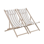 Set 2 lettini prendisole in alluminio multiposizione, righe beige