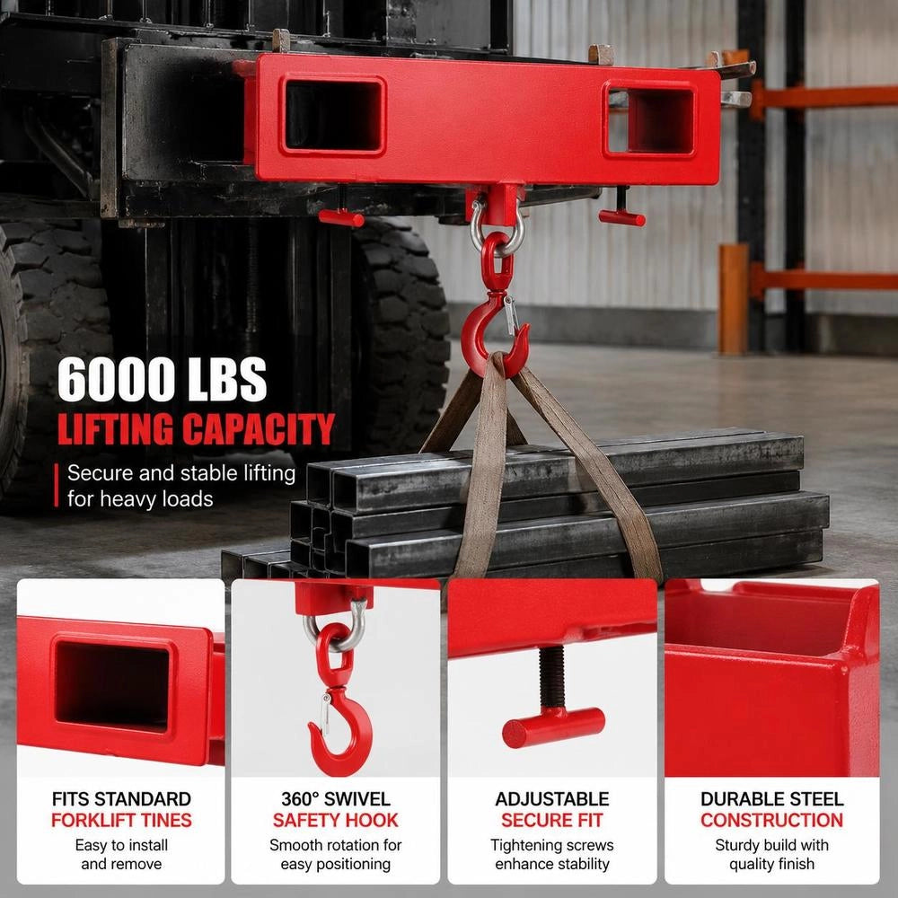 2-ton Forklift Lifting Hook, 4000 £/2000 Kg Lifting Capacity, Forklift Pallet Truck, Swivel Hook, Mobile Crane, Forklift Attachments