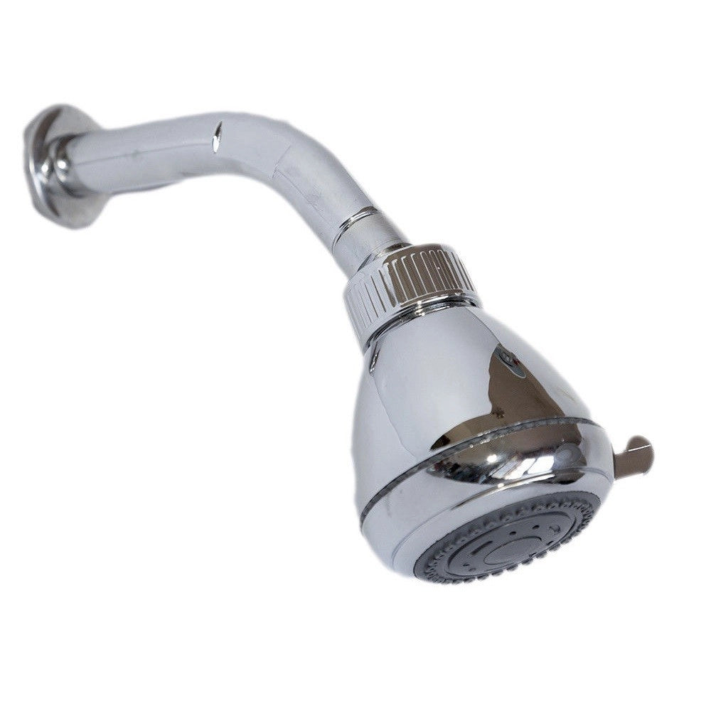 Trade Shop - Braccio Doccia Con Soffione Doccia Tondo Effetto Pioggia Doppia Regolazione 1629 -