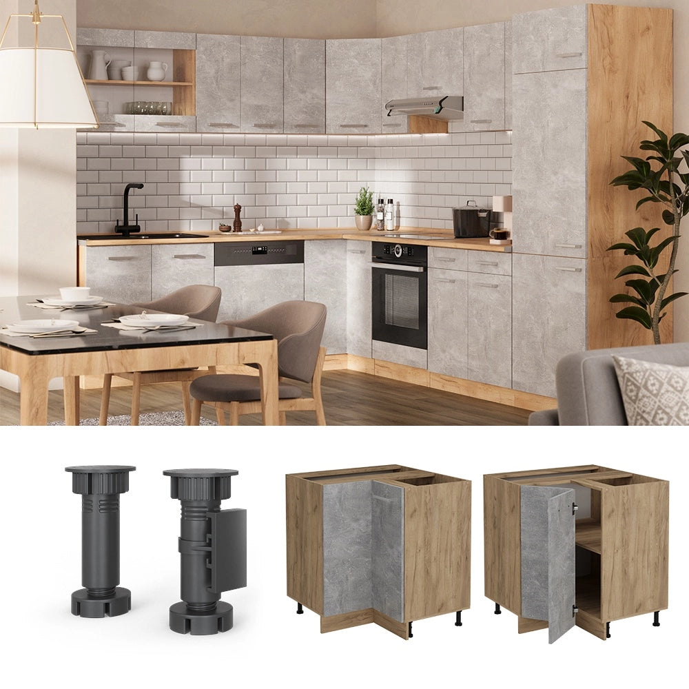 Mobile ad angolo cucina R-Line Calcestruzzo/Rovere dorato 75.6 cm senza piano di lavoro Vicco