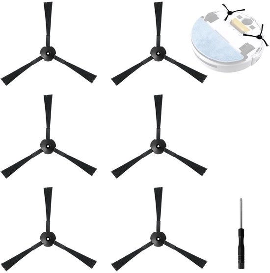 Set di spazzole per aspirapolvere robot 6 pezzi - Ricambio - Compatibile con E32/ILIFE V3/V5 - Incluso chiave a serramanico - Alta qualità - Spazzole per aspirapolvere robot