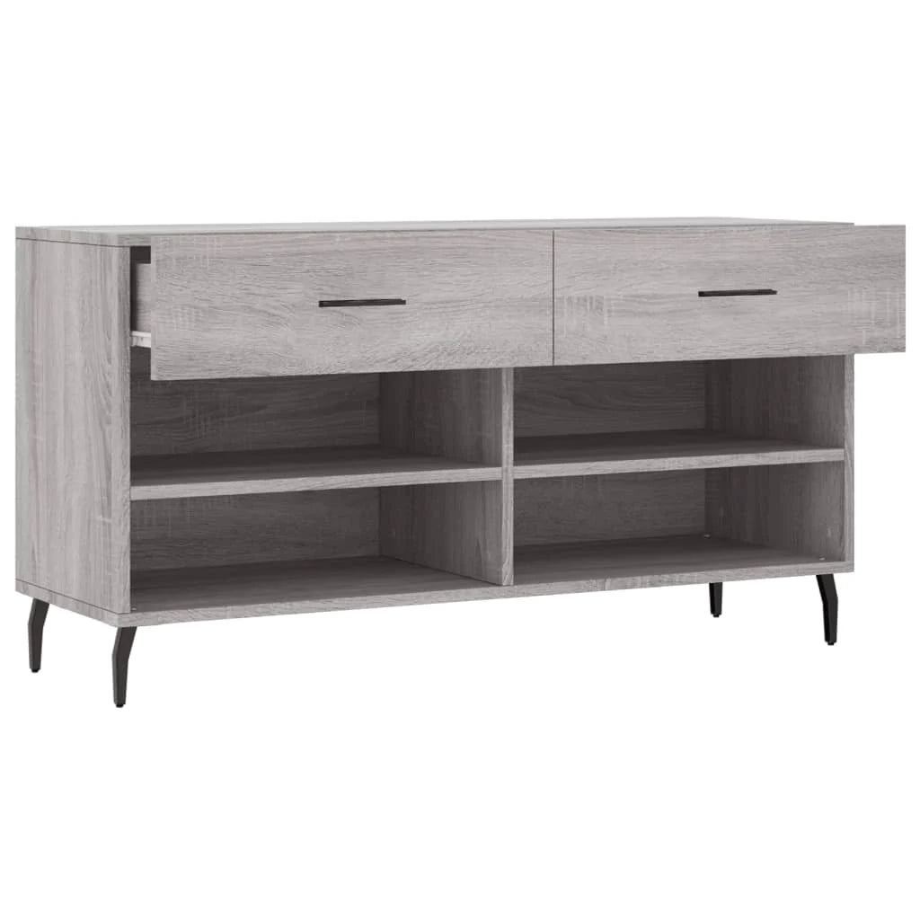 Panca portascarpe mobiletto porta-stivali cassettiera mensola mobile da ingresso rovere Sonoma 102 x 35 x 55 cm legno ingegnerizzato grigio 02_0023006