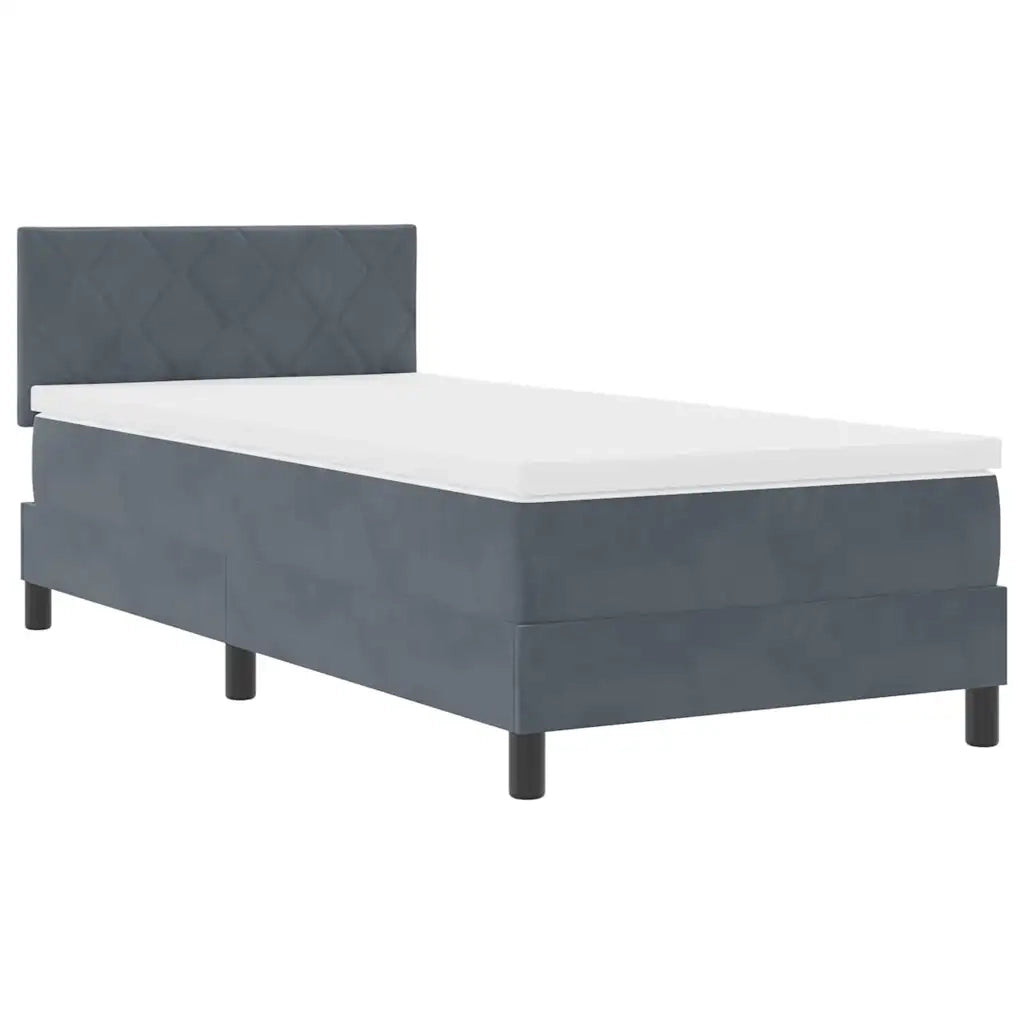 Letto a Sorgente LED con led Grigio scuro 100 x 200 cm Velluto