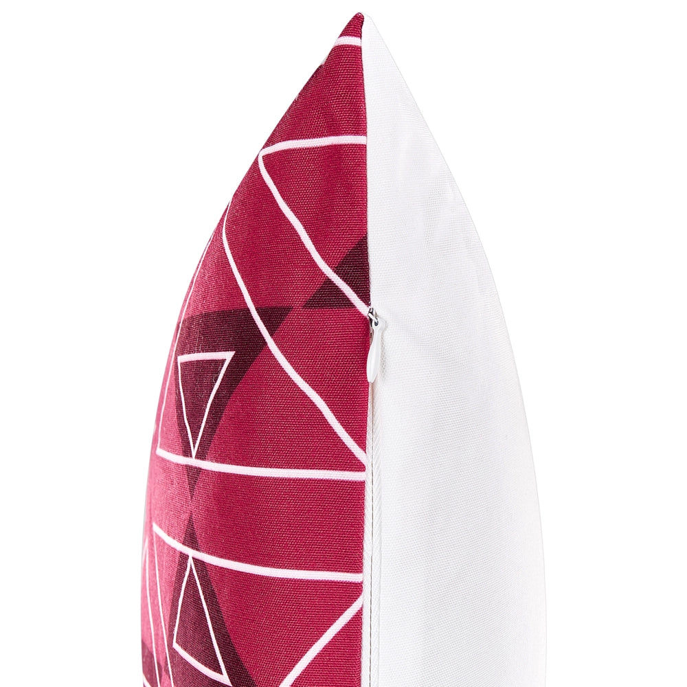 Set di 2 cuscini da giardino in poliestere fucsia con motivo geometrico 40 x 60 cm rettangolari moderni per esterni resistenti all'acqua.
