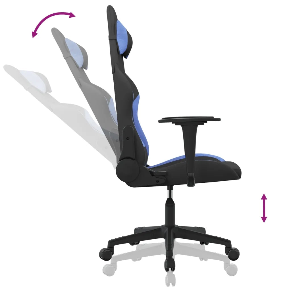 Sedia da Gaming Nero e Blu in Tessuto 345497
