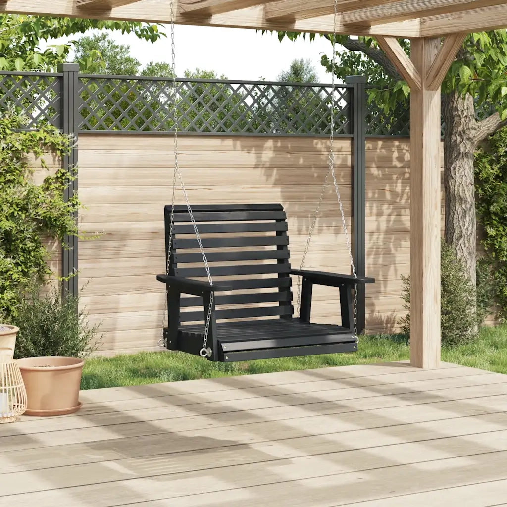 Dondolo da Giardino Catene in Metallo Nero in Legno di Abete CFW7078839