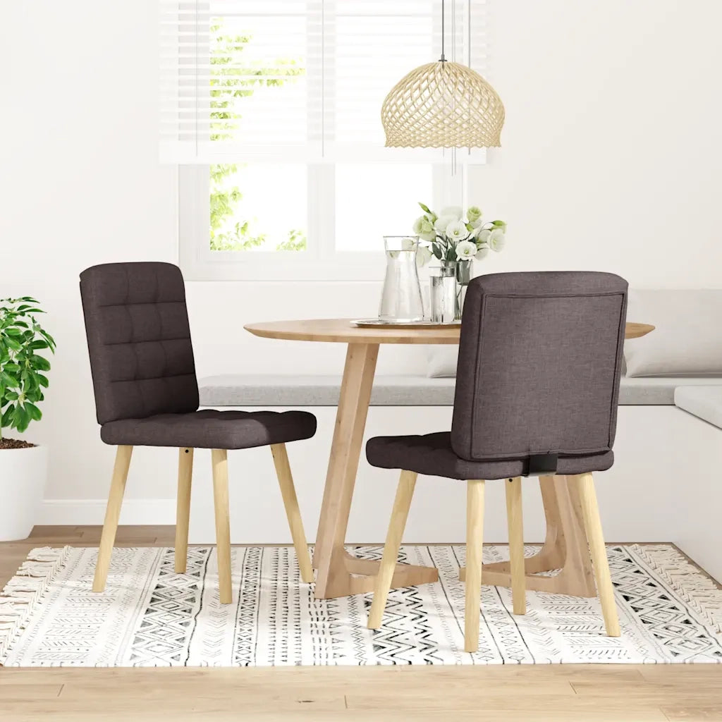 Sedie da Pranzo 2 pz Marrone Scuro in Tessuto